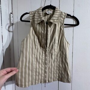 BDG URBAN OUTFITTERS TAN AND Beige Sleeveless Top ZIPPER CLOSE